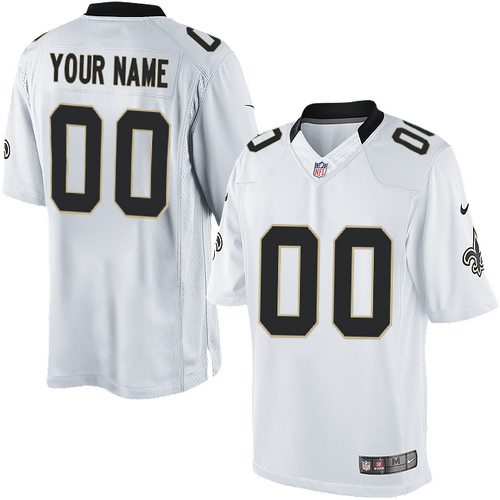 Men's Limited Nike Jersey White Road - Customized NFL New Orleans Saints